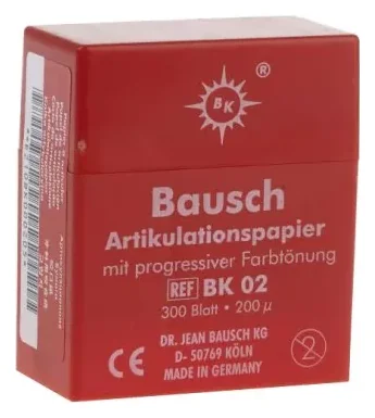 Папір артикуляційний Бауш (Bausch) BK02 червоний 200 мкм 300 шт — Одноразові витратні матеріали