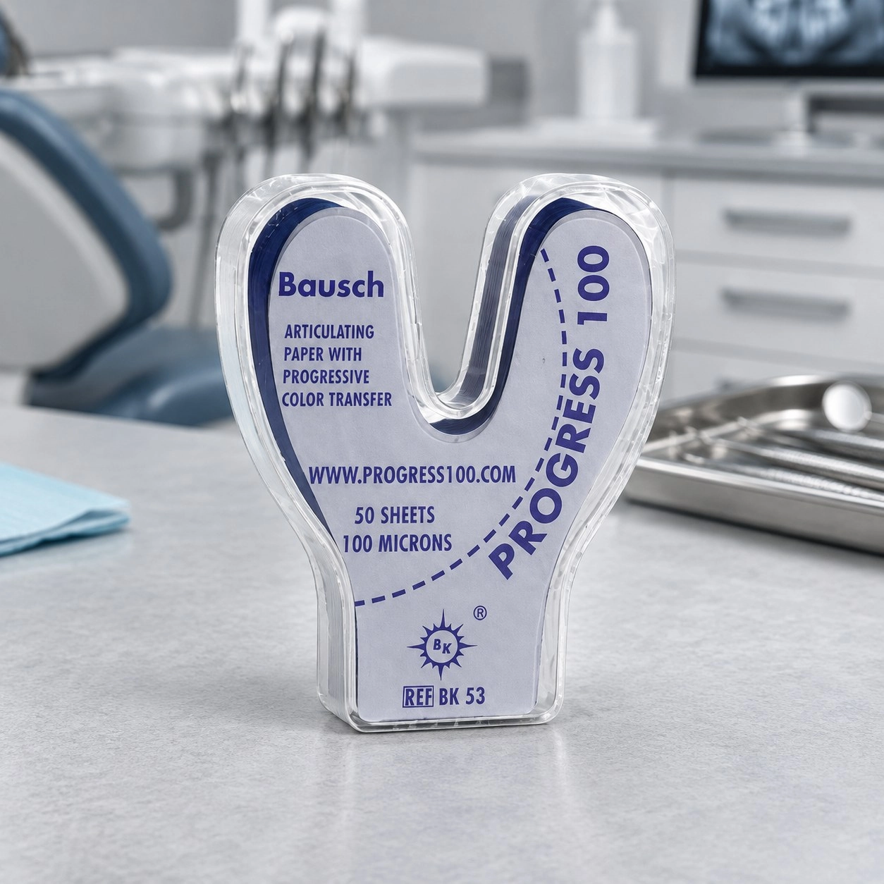 Папір артикуляційний Бауш (Bausch) BK53 підкова, блакитний 100 мкм 50 шт — Одноразові витратні матеріали