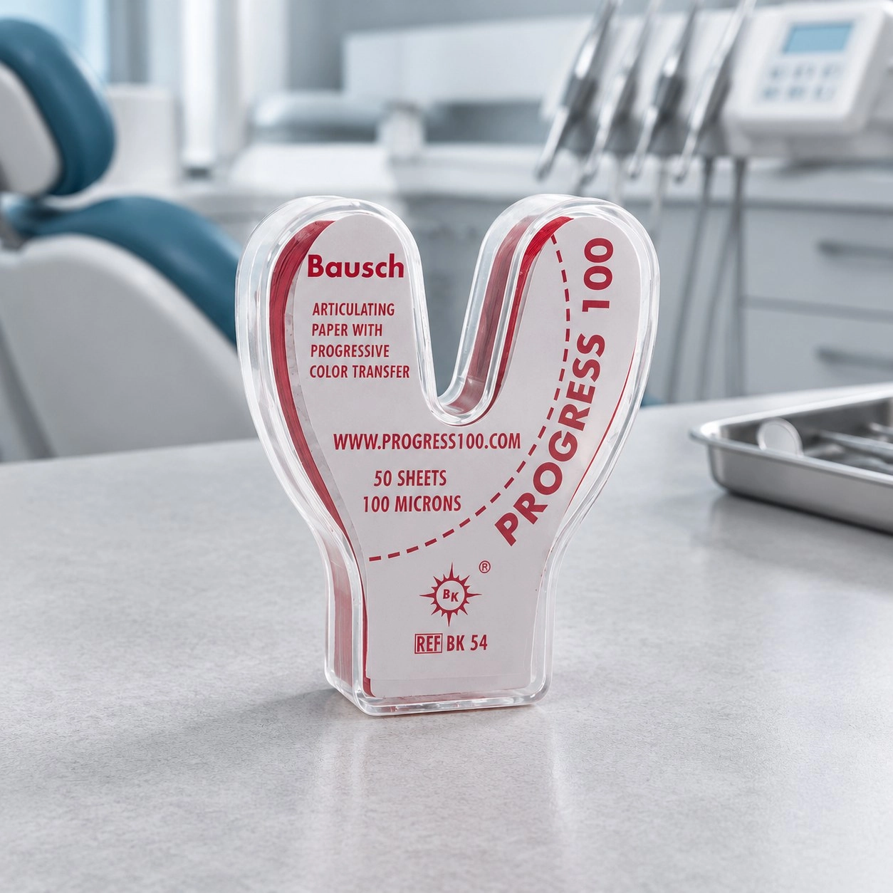 Папір артикуляційний Бауш (Bausch) BK54 підкова, червоний 100 мкм 50 шт — Одноразові витратні матеріали