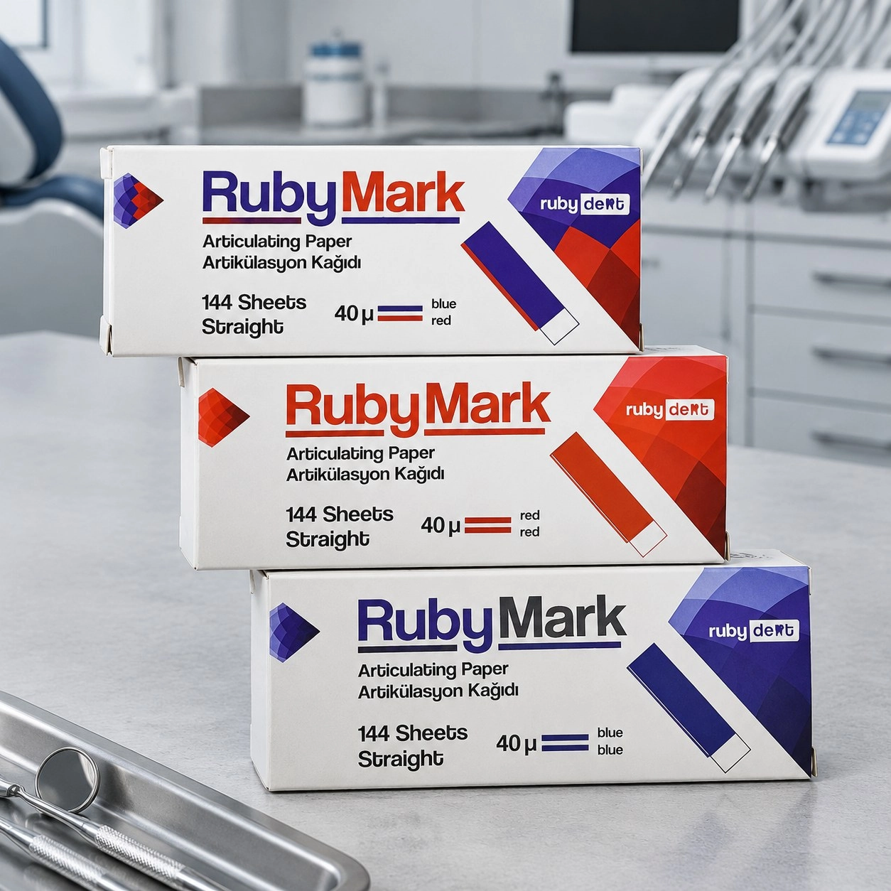 Incidental Папір артикуляційний RubyMark прямий 40 мкм 144 шт — Одноразові витратні матеріали