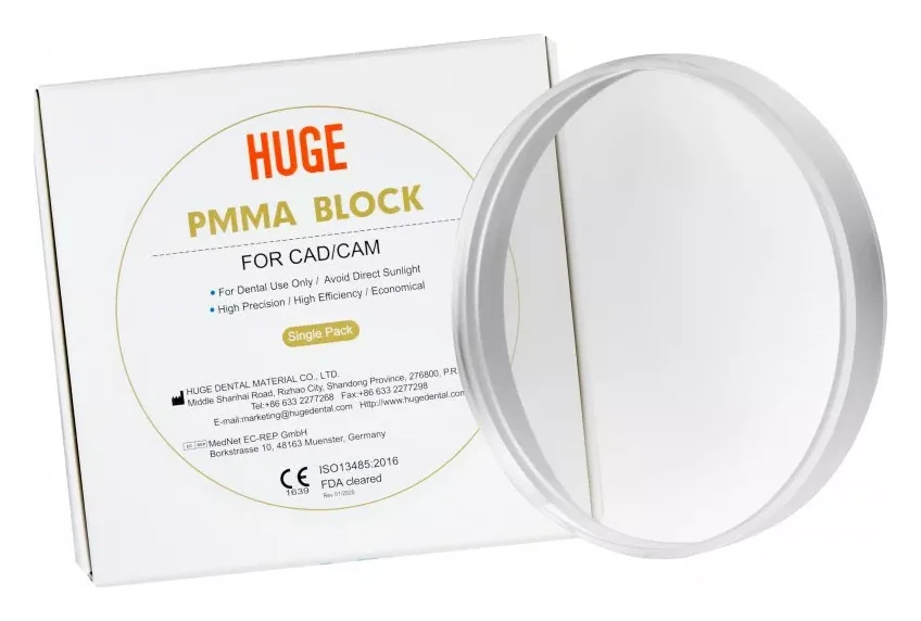 HUGE Диск поліметакрилатний PMMA Monolayer 98 Clear — Матеріали зуботехнічні