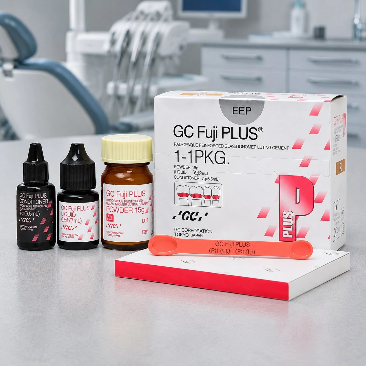 GC Fuji PLUS (Фуджі Плюс) 15 г + 7 мл + 6.5 мл — Матеріали ортопедичні