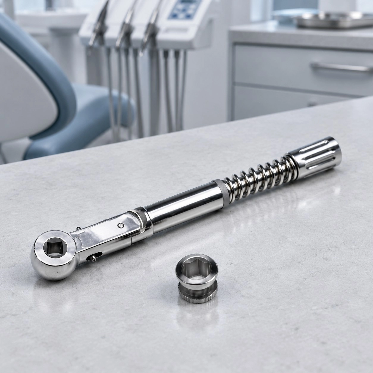 Asim Instruments Ключ-тріскачка динамометричний (універсальний) DE-1708 — Імплантологічні інструменти
