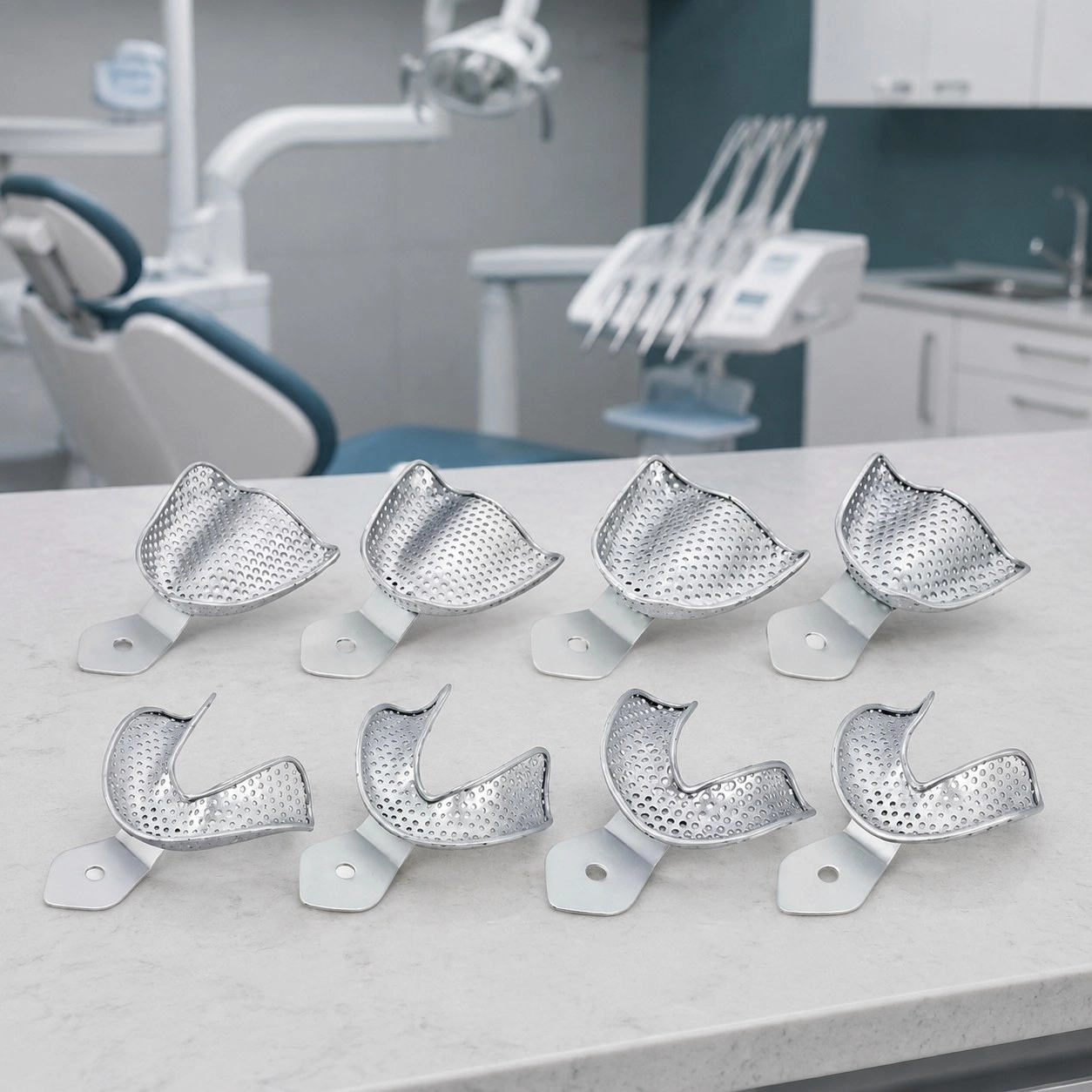 Asim Instruments Набір відбиткових ложок перфорованих для беззубої челюсті DE-1753 — Ортопедичні інструменти
