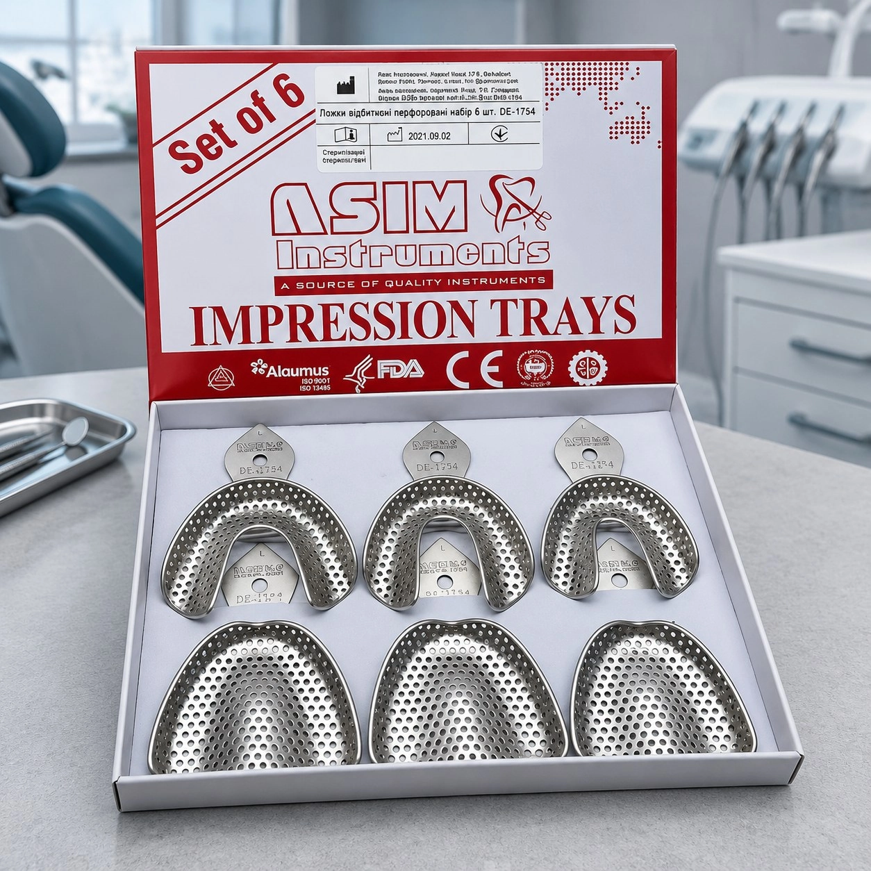 Asim Instruments Набір відбиткових ложок перфорованих для беззубої челюсті DE-1754 — Ортопедичні інструменти