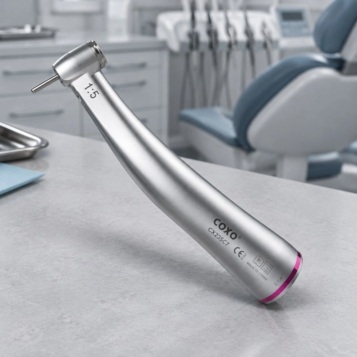 Наконечник кутовий підвищуючий COXO CX235 C7-4 1: 5 LED фиброоптикой, міні головка