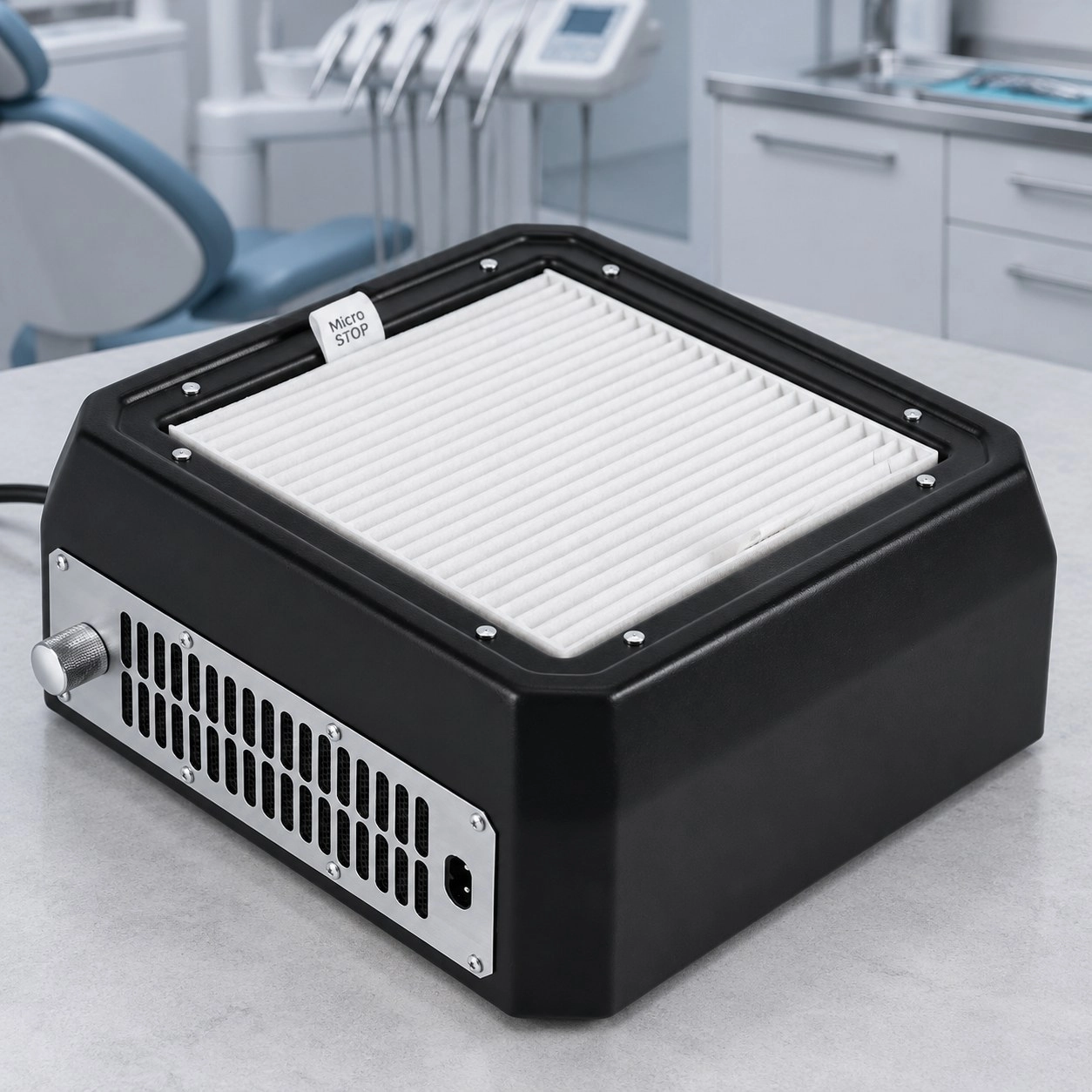 Настільна витяжка для манікюру з HEPA фільтром Microstop Base Black — Обладнання для манікюру