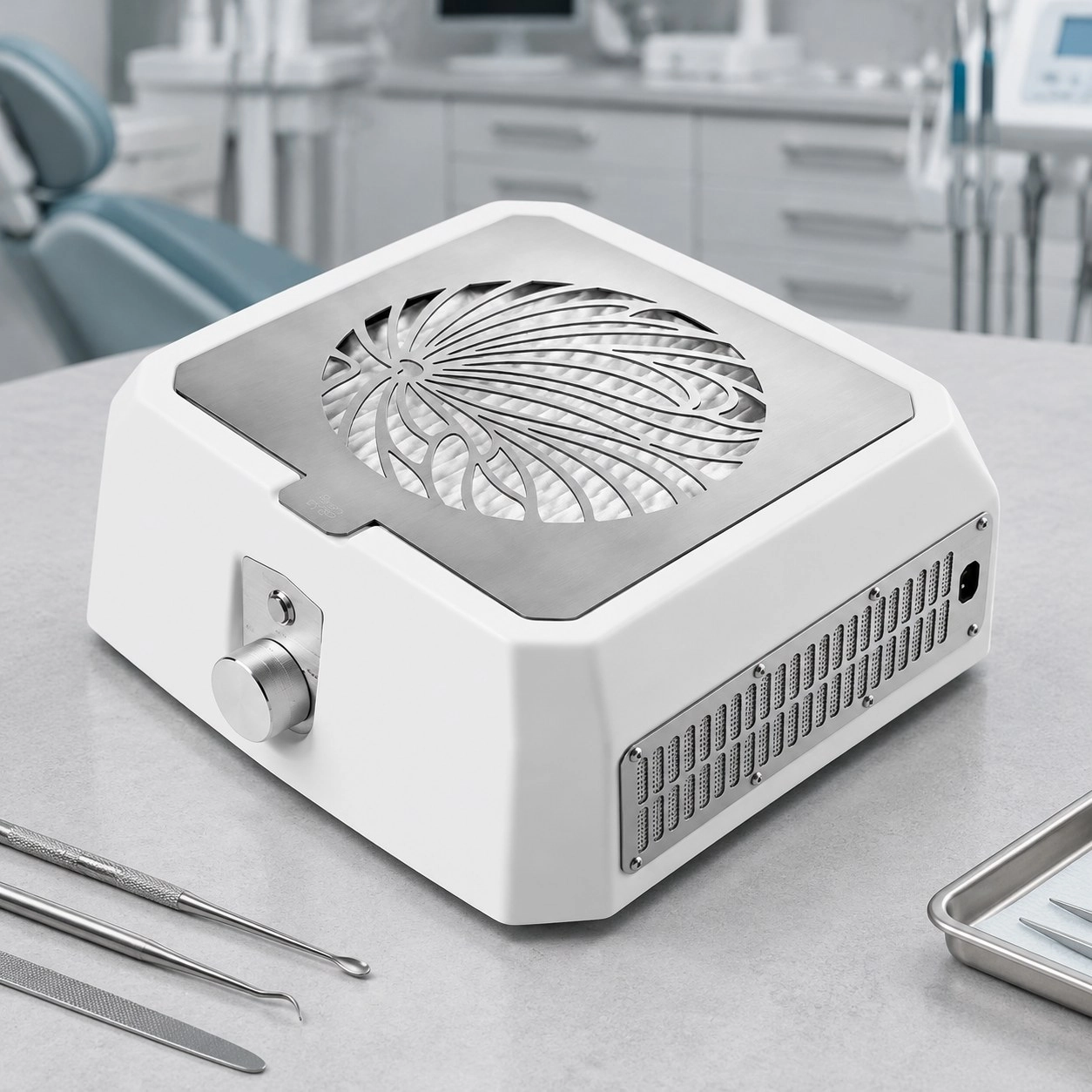 Настільна витяжка для манікюру з HEPA фільтром Microstop Base Pro White — Обладнання для манікюру