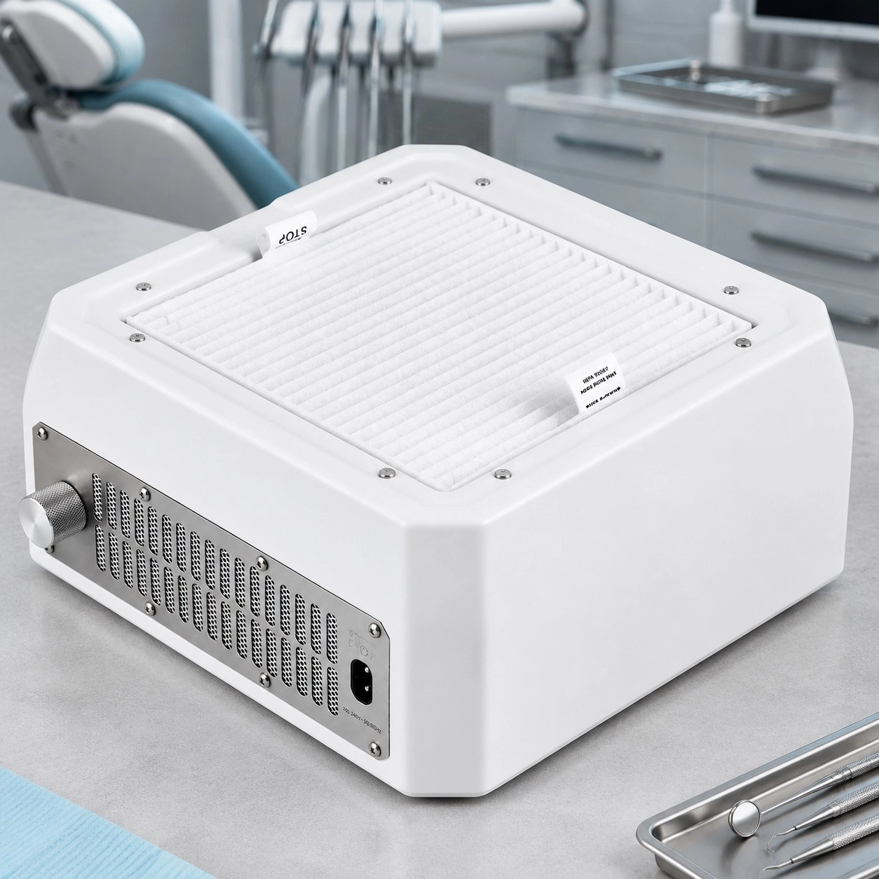 Настільна витяжка для манікюру з HEPA фільтром Microstop Base White — Обладнання для манікюру