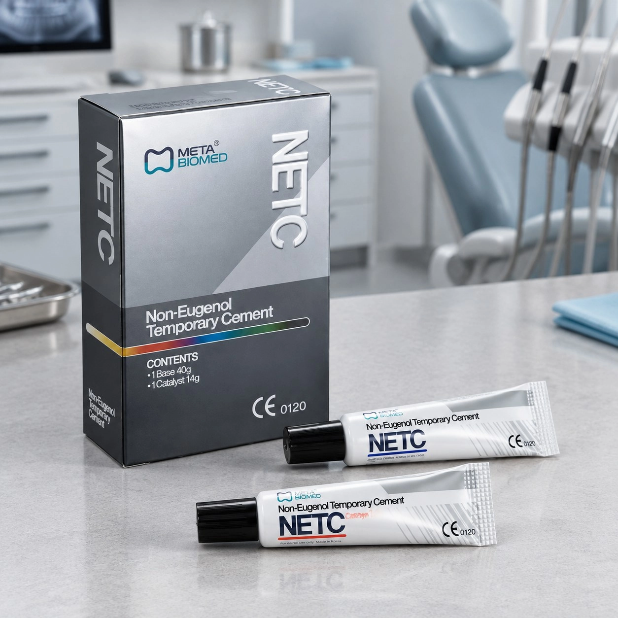 Meta Biomed NETC (НЕТЦ) тимчасовий цемент без євгенолу 40 г + 14 г — Матеріали ортопедичні