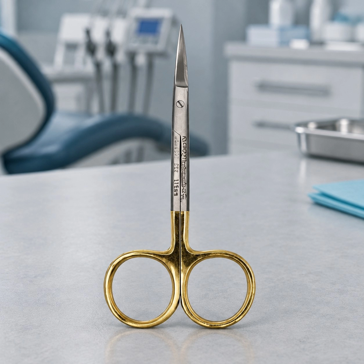 Asim Instruments Ножиці ясенні La Grange, прямі гострі (золото) DE-1002 — Хірургічні інструменти