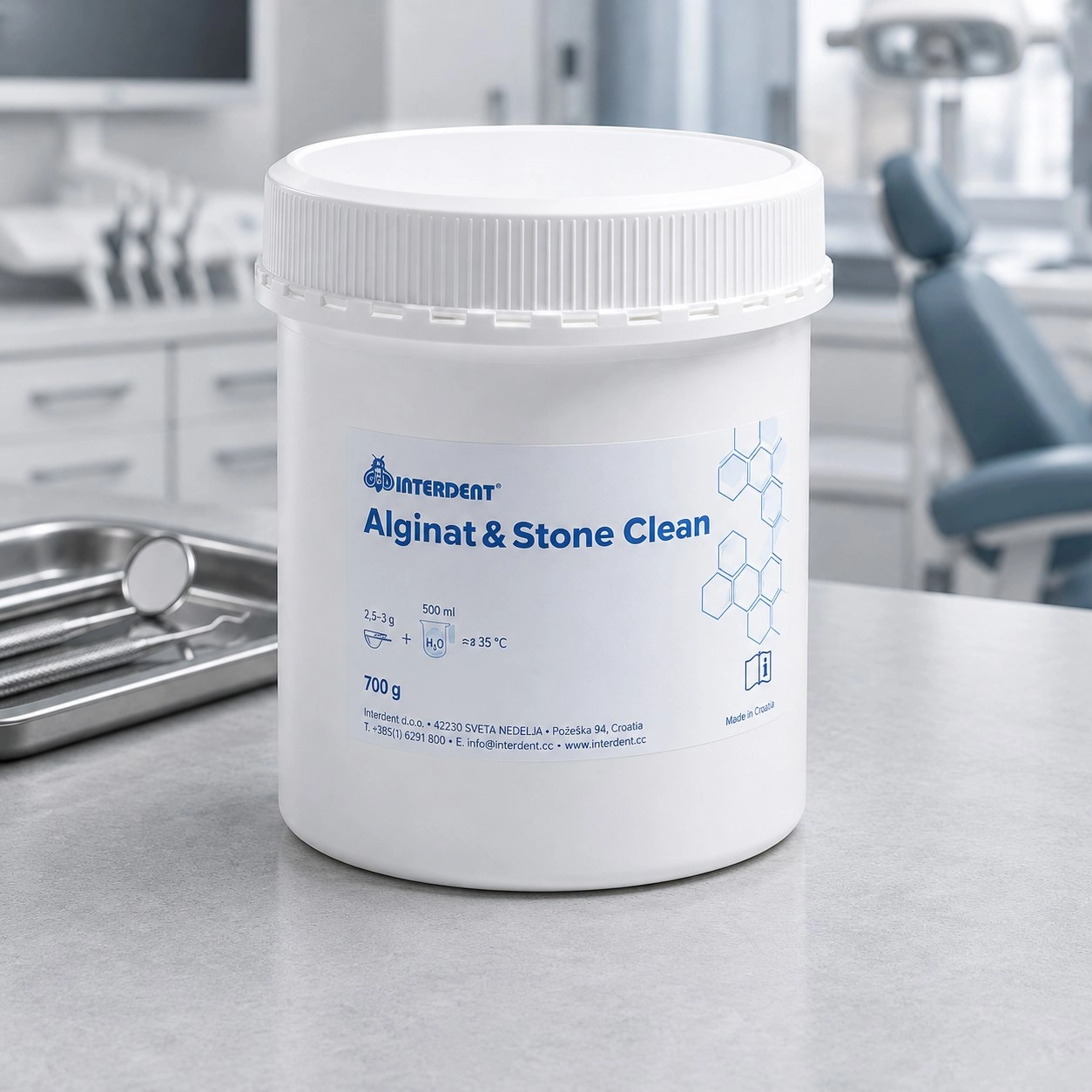 Очищувач від альгінату та гіпсу Alginat & Stone clean 700 г, Interdent 701 — Матеріали зуботехнічні