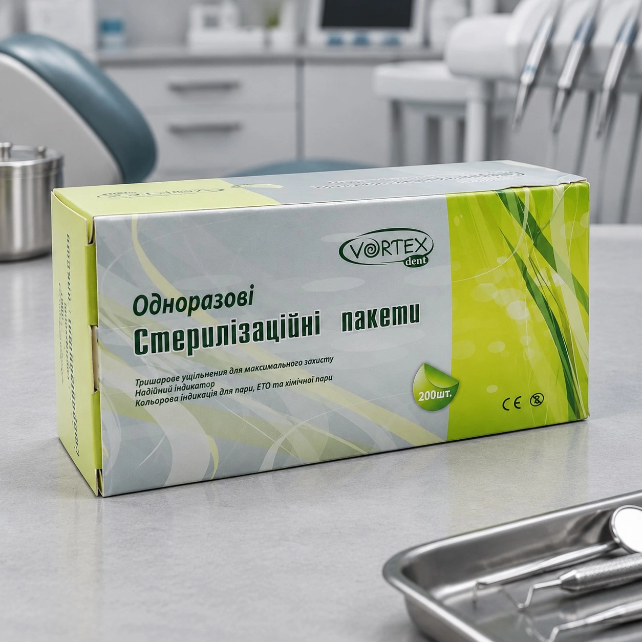 OEM-Китай Пакети паперово-полієтіленовиє для стерилізації VORTExDENT 200 шт — Інструменти для дезінфекції та стерилізації