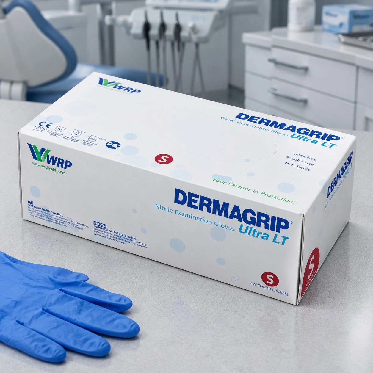 WRP Рукавички нітрилові Dermagrip Ultra LT 100 пар сині — Засоби захисту