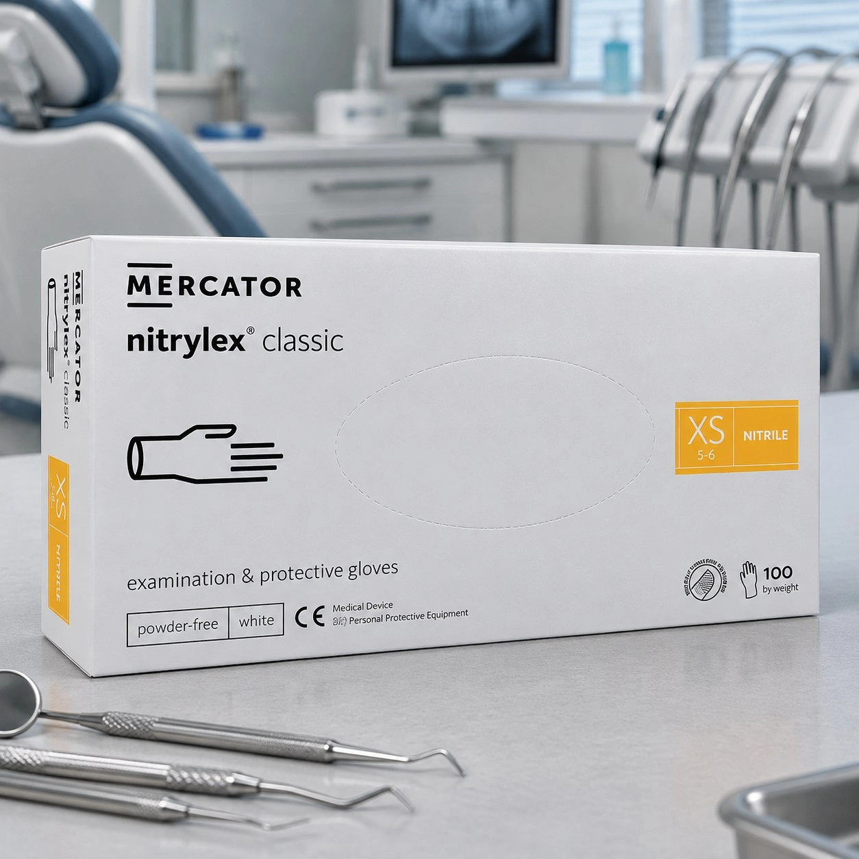 Mercator Medical Рукавички нітрилові Nitrylex білі 50 пар — Засоби захисту