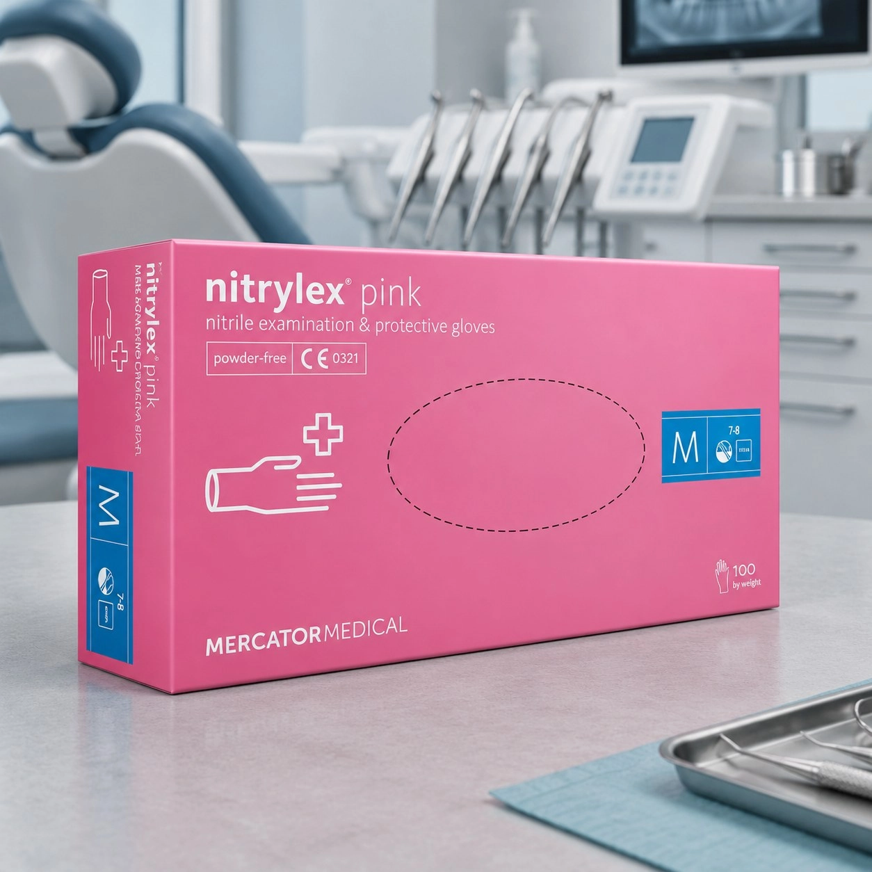 Mercator Medical Рукавички нітрилові Nitrylex рожеві 50 пар — Засоби захисту