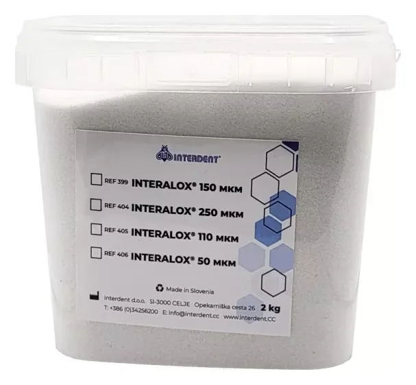 Пісок (оксид алюмінію) INTERALOX 150 мкм, 2 кг INTERDENT 399 — Матеріали зуботехнічні