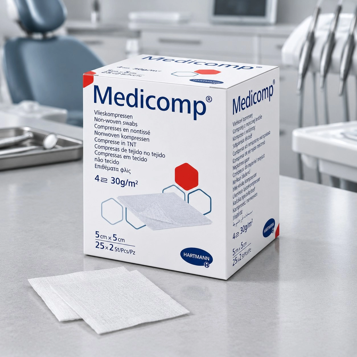 HARTMANN Серветки з нетканого матеріалу Medicomp (5 см x 5 см) 2 x 25 шт — Розгрузки та тейпи