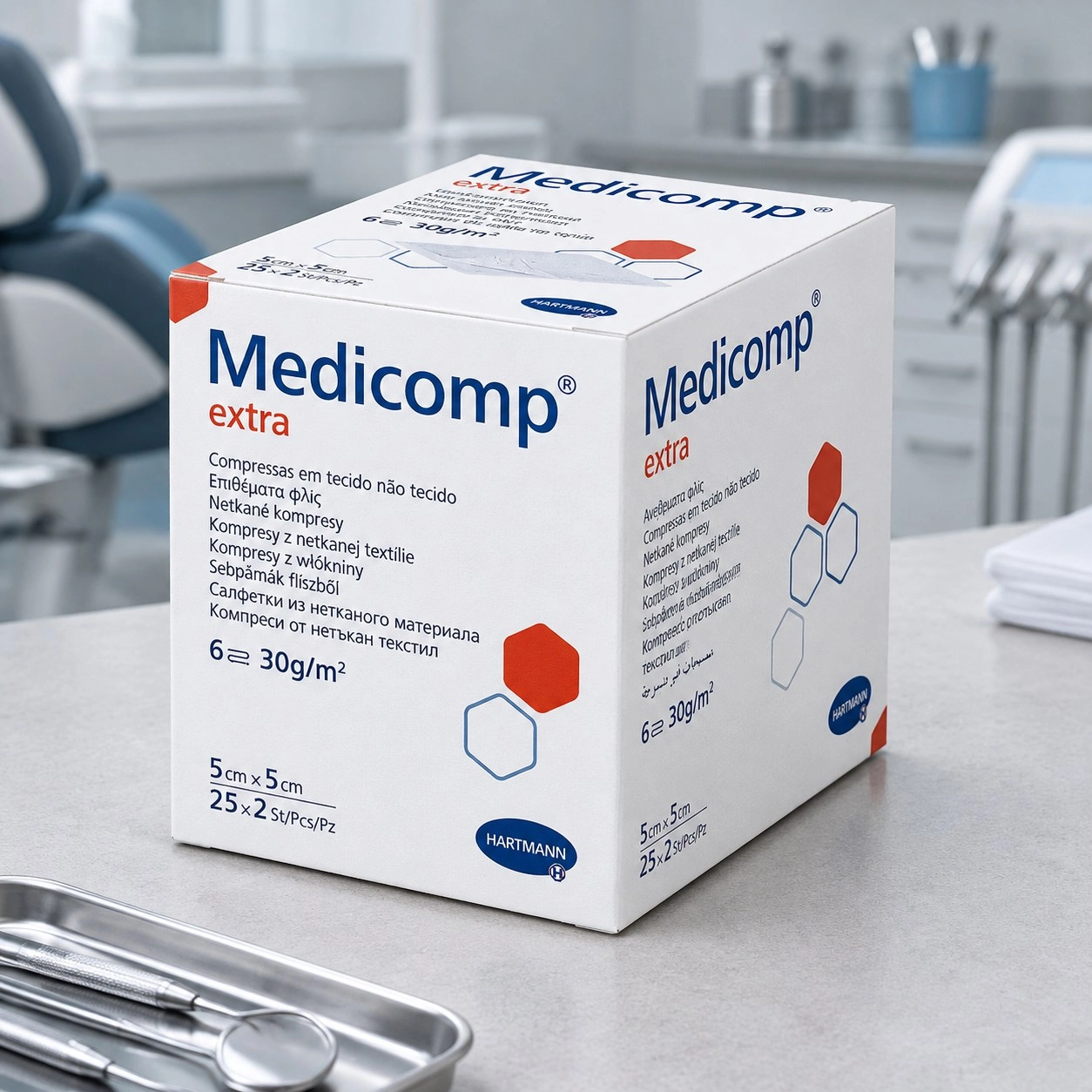 HARTMANN Серветки з нетканого матеріалу Medicomp Extra (5 см x 5 см) 2 x 25 шт — Розгрузки та тейпи