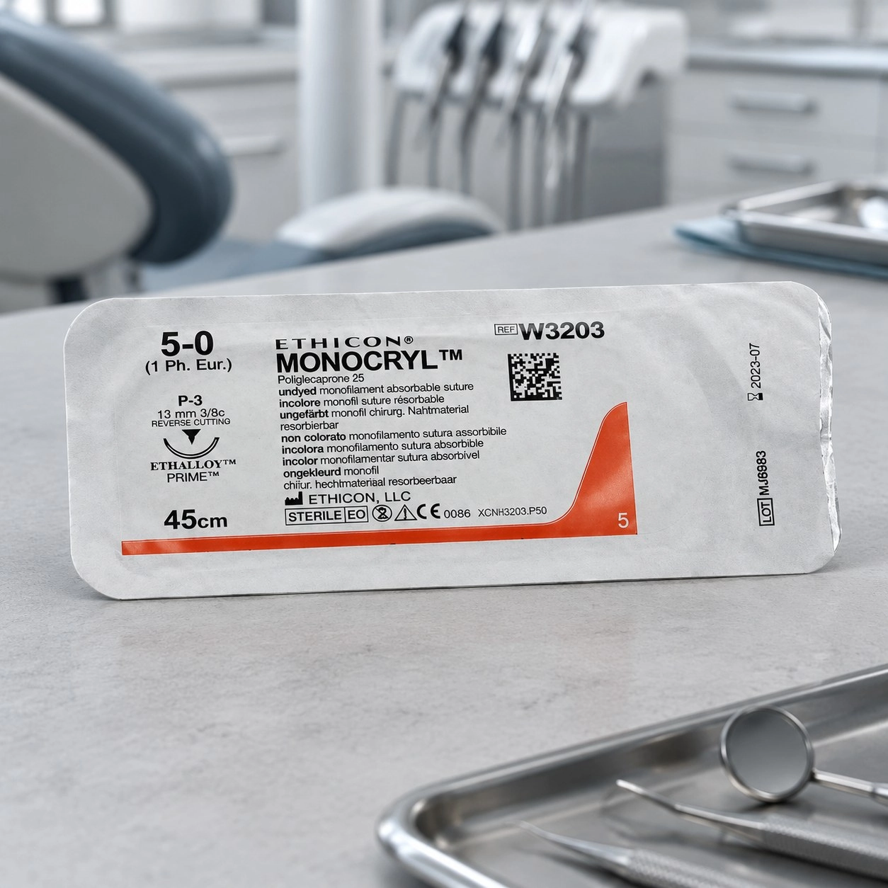 Johnson & Johnson Шовний матеріал Monocryl (монофілам, не забарвлений) 45 см, 5/0 — Хірургічні матеріали