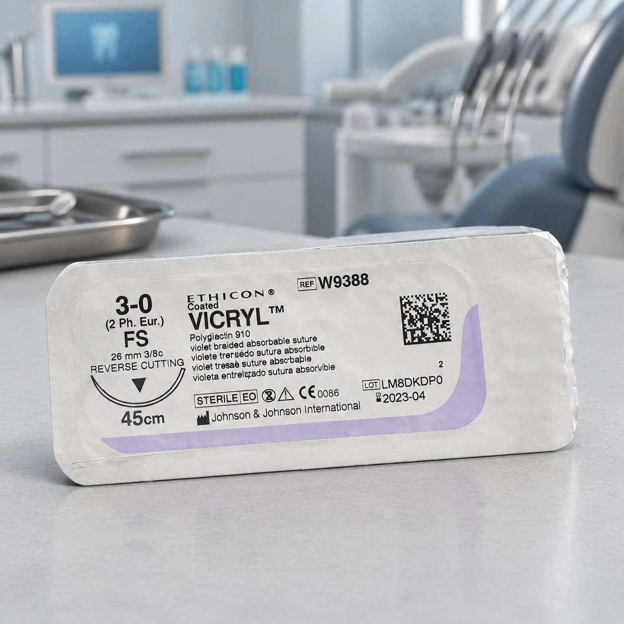 Johnson & Johnson Шовний матеріал VICRYL PLUS (поліфілам, фіолет) 45 см, 3/0 — Хірургічні матеріали
