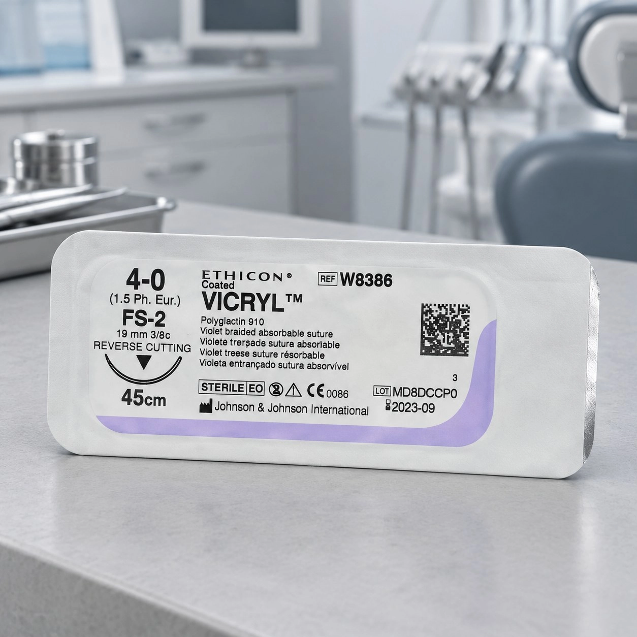 Johnson & Johnson Шовний матеріал VICRYL PLUS (поліфілам, фіолет) 45 см, 4/0 — Хірургічні матеріали