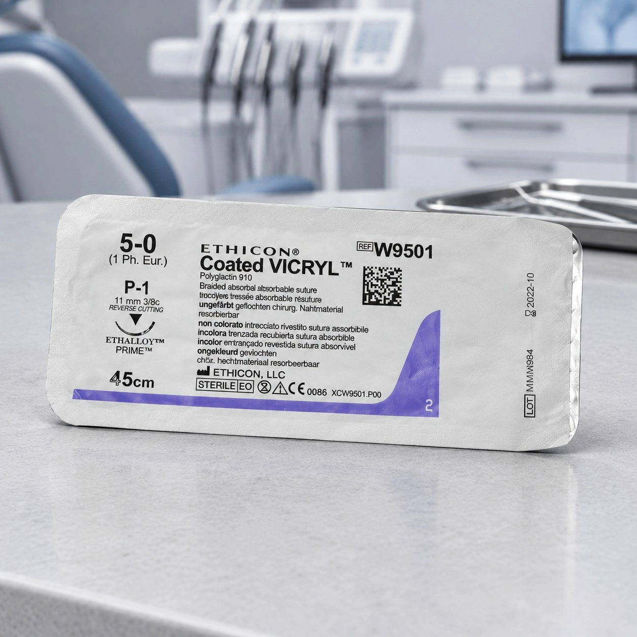 Johnson & Johnson Шовний матеріал VICRYL PLUS (поліфілам, не забарвлений) 45 см, 5/0 — Хірургічні матеріали