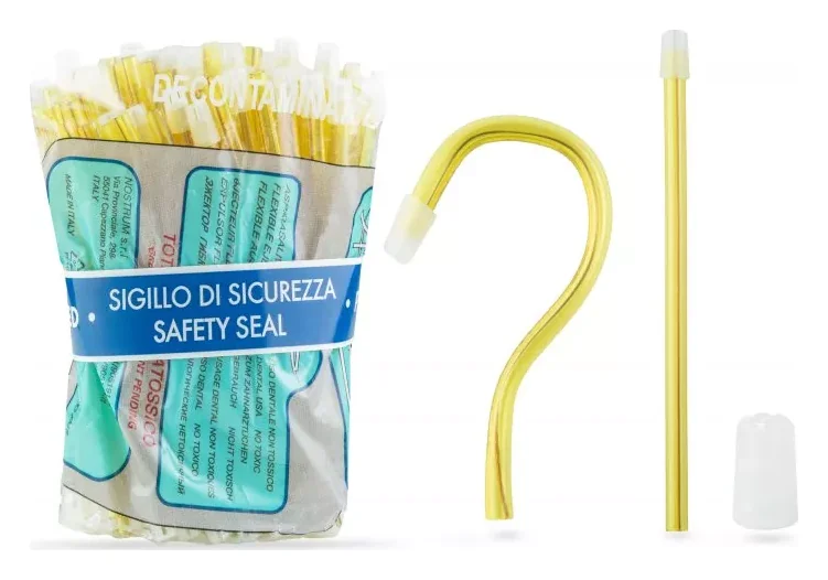 Слиновідсмоктувачі прозорі жовті 3410/06/1 Nostrum 100 шт — Одноразові витратні матеріали