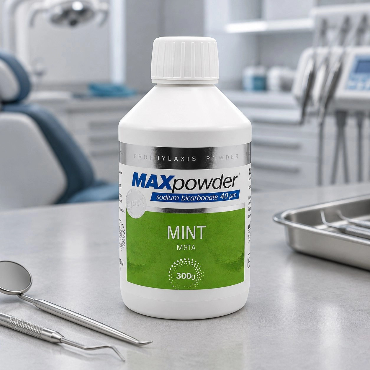 Dentamax Сода для AirFlow MaxPowder (бікарбонат Na) 40 мкм М'ята 300 г — Матеріали терапевтичні