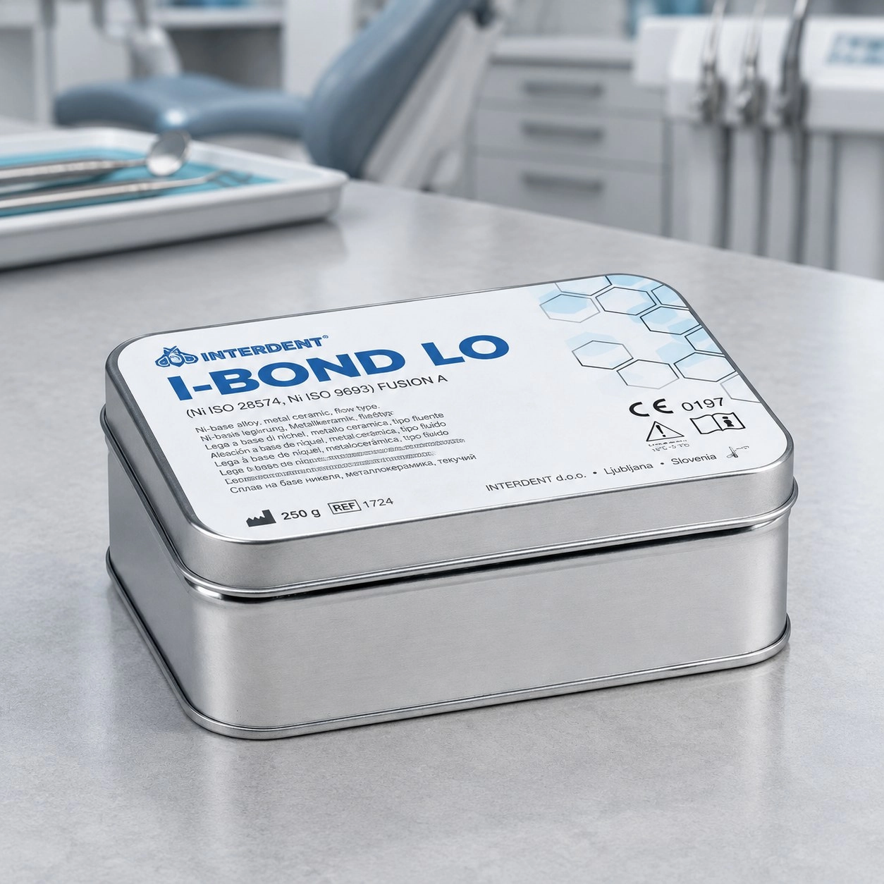 Сплав I-BOND LO (лиття на базі нікелю металокераміка текучий) 250 г, INTERDENT 1724 — Матеріали зуботехнічні