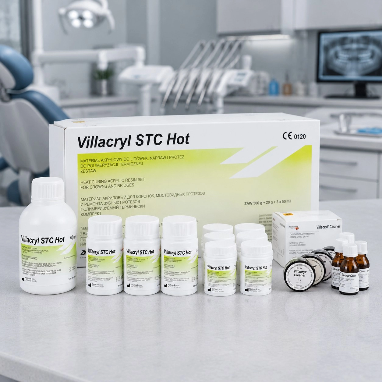 Zhermack Villacryl STC Hot Kit (Віллакріл) 300 г + 20 г + 3 x 50 мл — Матеріали зуботехнічні