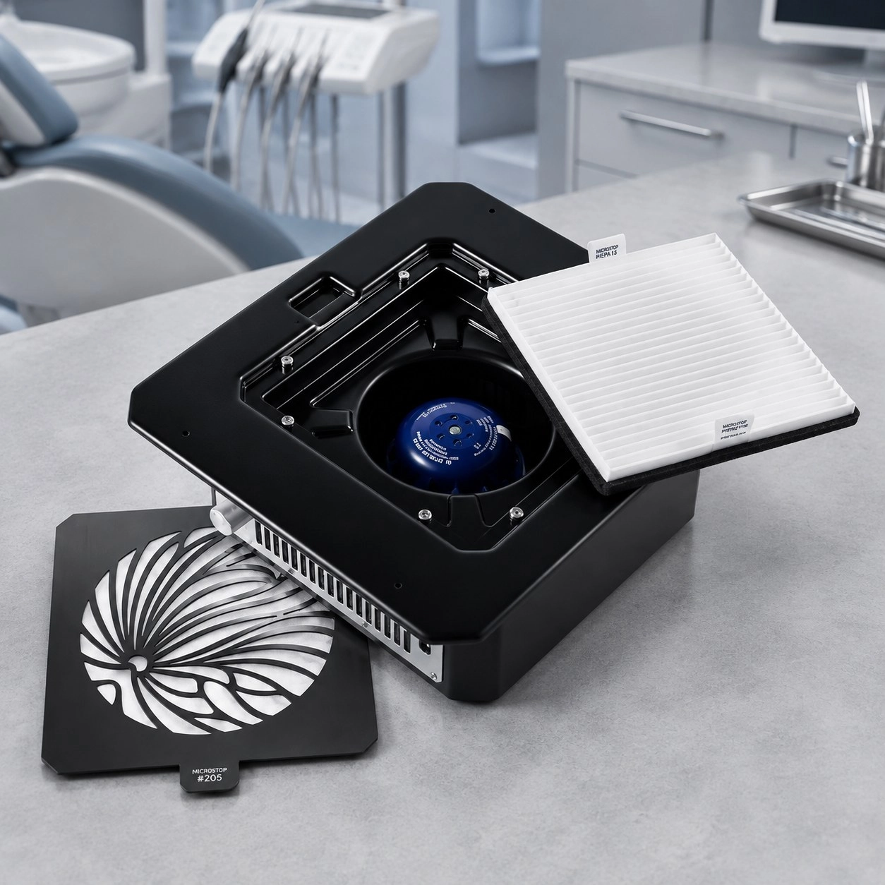 Вбудована витяжка для манікюру з HEPA фільтром Microstop Prof Black — Обладнання для манікюру