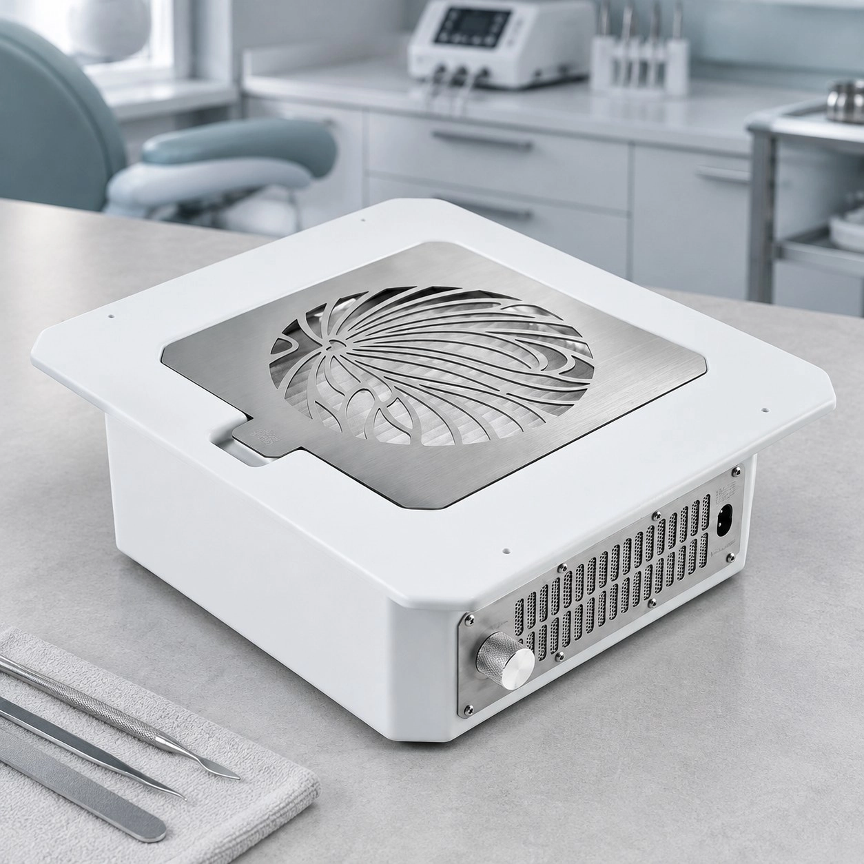 Вбудована витяжка для манікюру з HEPA фільтром Microstop Prof White — Обладнання для манікюру
