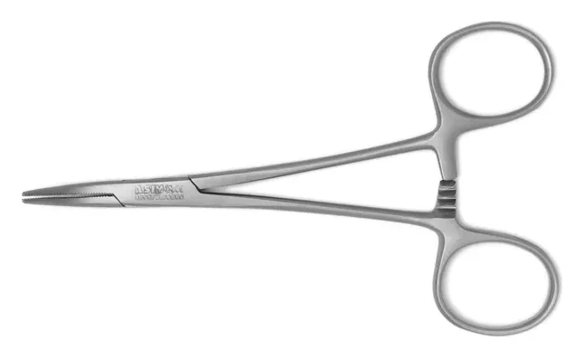 Asim Instruments Затискач кровоспинний Halstead Mosquito вигнутий 12.5 см DE-1106 — Хірургічні інструменти