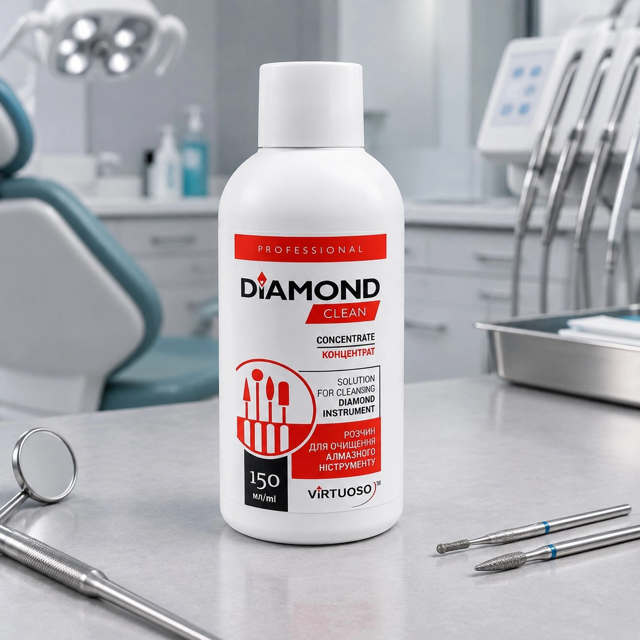 Рідина для очищення алмазних інструментів Diamond Clean Virtuoso, концентрат 150 мл — Засоби для дезінфекції та стерилізації
